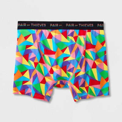 Pair of Thieves Men's Rainbow Abstract Print Super Fit Boxer Briefs  SMALL *ADD 3 TO YOUR CART & 1 IS FREE!*