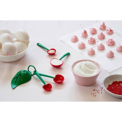 Ototo Mon Cherry Measuring Spoons & Egg Separator: BPA-Free, Nesting Design, Dishwasher-Safe, 5-Piece Set