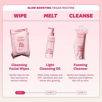 The Face Shop Rice Water Bright Vegan Cleansing Wipes - 50ct