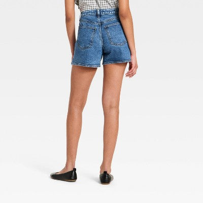 Women's High-Rise A-Line Denim Shorts 5" Medium Wash 4