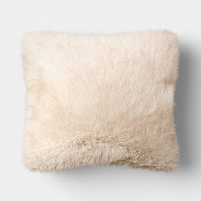 Faux Fur Throw Pillow Ivory - Threshold