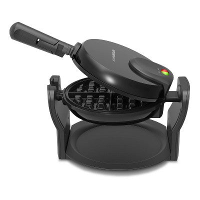 KitchenSmith Nonstick Waffle Maker Black: Aluminum, 180 Rotating, Folding Handle, Drip Tray, 1000W