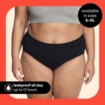 Thinx for All Women's Period Underwear - Super Absorbency - Black Briefs - X-Large