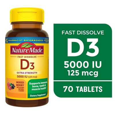 Nature Made D3 Fast Dissolve Vitamin D Tablets - 70ct