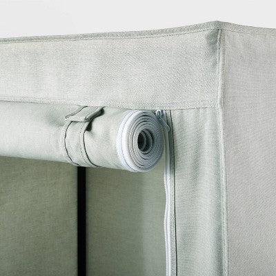30" Double Rod Fabric Covered Wardrobe - Brightroom: Closet Organizer, Shoe Storage, Steel Frame, 2 Shelves, Gray (LOCAL PICKUP ONLY)