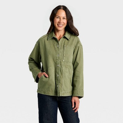 Women's Relaxed Barn Denim Coat - Universal Thread Green S