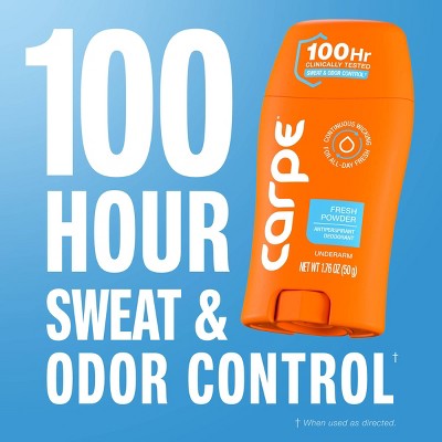 Carpe Women's 100HR Sweat & Odor Control Antiperspirant Deodorant - Fresh Powder - 1.76oz: Paraben-Free, Vegan, Cream