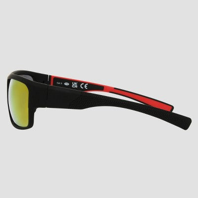 Men's Rubberized Plastic Wrap Sport Sunglasses - All In Motion Black: Scratch-Resistant, UV Protection
