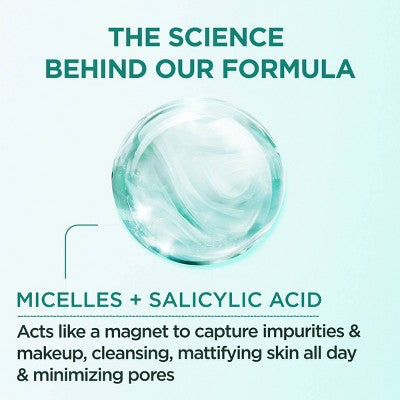 Garnier Salicylic Acid Purifying Makeup Remover Micellar Water and Facial Cleanser - 23.7 fl oz: Oil-Free, No Fragrance Added, Suitable for Normal