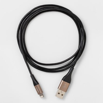 4' Lightning to USB-A Round Cable - heyday Black/Gold: Male-To-Male Connector