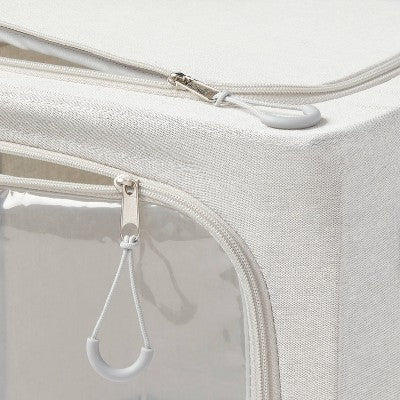 Medium Set of 2 Zipper Fabric Storage Cubes Gray - Brightroom: Clothing & Sweater Storage, Stackable, Collapsible, Handles