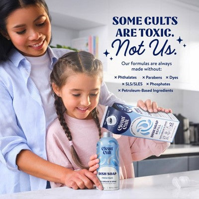 Clean Cult Liquid Dish Soap Refill - Fresh Rain - 32 fl oz: Carton, Removes Grease, Dissolves Food, Ceramic Application