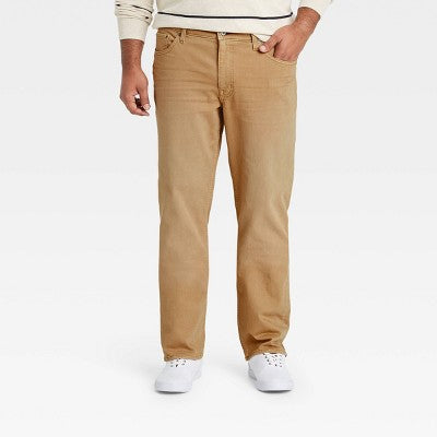 Men's Big & Tall Athletic Fit Relaxed Leg Jeans - Goodfellow & Co Khaki 46x34