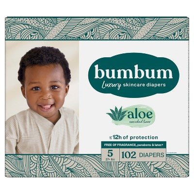 bumbum Luxury Skincare Disposable Diapers - Size 5 - 102ct