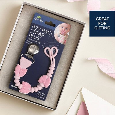 Itzy Ritzy Beaded Pacifier Clip - Bows: Silicone, BPA-Free