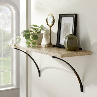 10"x8" Arched Metal Shelf Brackets Matte Black (Set of 2) - Hearth & Hand with Magnolia: Zinc Alloy, Supports up to 15lbs