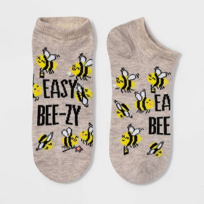 Women's 'Easy Beezy' Bee Low Cut Socks - Oatmeal Heather 4-10