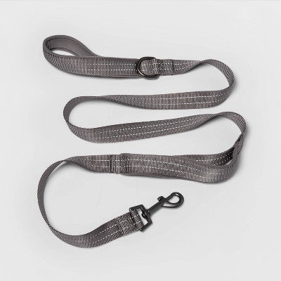 Comfort Reflective Double Stitch Dog Leash - M - Gray - Boots & Barkley