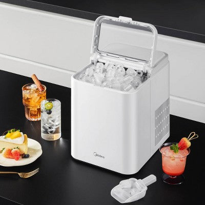 Midea Ice Maker Countertop, Bullet Ice, 26 lbs Daily Production, 2 Ice Sizes, White