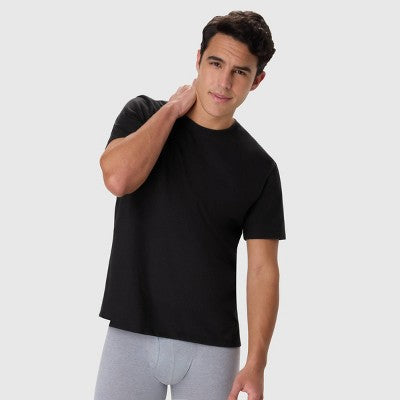 Hanes Men's 5pk T-Shirt Undershirts, Premium Everyday Tee Midweight Crewneck Shirt Pack, Wicking - Black M