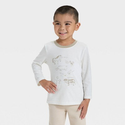 Toddler Boys' Animals Graphic T-Shirt - Cat & Jack Off-White 3T