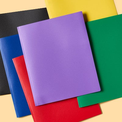 12pk Plastic Filing Portfolio with Prongs Multicolored - up&up: Resume Holder, Internal Pockets, 50 Sheet Capacity