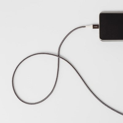 10' USB-A to USB-C Braided Cable - heyday Black/White/Gunmetal: Charging Cord