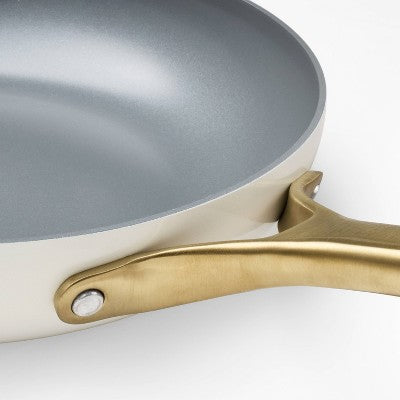10" Nonstick Ceramic Coated Aluminum Frying Pan with Champagne Handle Cream - Figmint