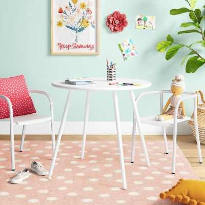 Set of 2 Kids' Metal Activity Chairs White - Pillowfort: Stackable Toddler Dining Chairs, Steel Frame, 250 lb Capacity (LOCAL PICKUP ONLY)