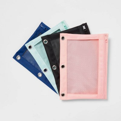 Mesh Binder Pencil Pouch Pink - up&up