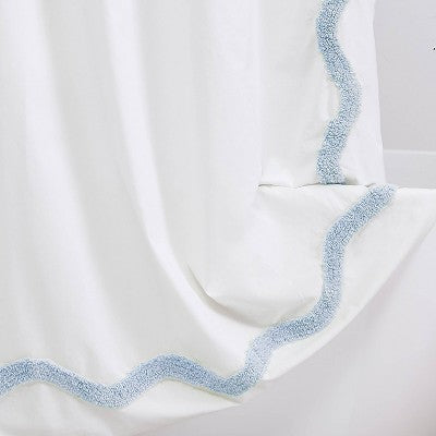 Peri Home Shower Curtain White/Blue Scallop