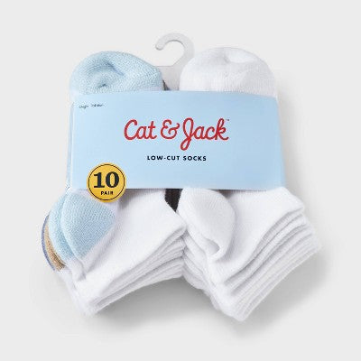Baby Low Cut Socks - Cat & Jack 6-12M: Stripe Pattern, Flat Seams, Cushioned Heel and Toe