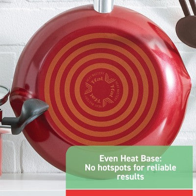T-Fal 12pc Simply Cook Nonstick Cookware Set Red: Aluminum, Ergonomic Handles, Tempered Glass Lids, Oven-Safe to 350F (LOCAL PICKUP ONLY)
