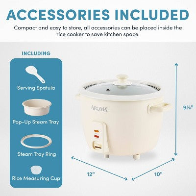 Aroma 16 Cup Rice Cooker with Pop Up Steam Tray