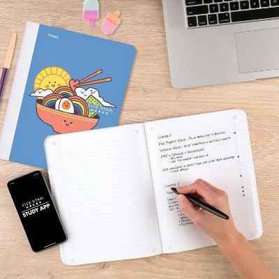 Five Star 7.5"x9.75" College Ruled Threadless Composition Book Rainbow Ramen