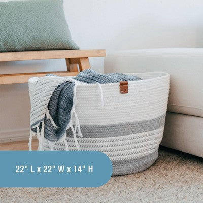 CleverMade XL Rope Basket Stone Gray