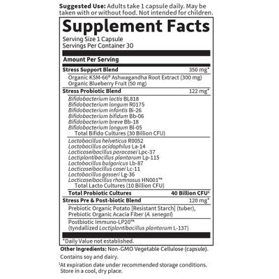 Garden of Life Dr. Formulated Digestive + Stress Probiotic Capsule - 30ct: 40 Billion CFU, Certified Gluten-Free, Non-GMO Verified