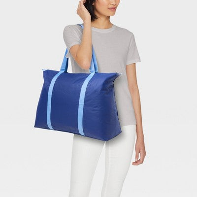 14" Americana Packable Tote Bag - Open Story Blue