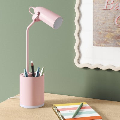 Task Table Lamp with Nightlight Woodrose Integrated LED Bulb - Room Essentials