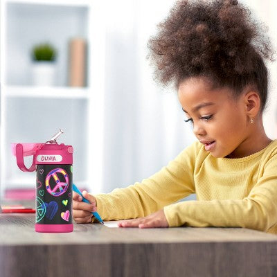 Thermos Kids' 12oz Stainless Steel FUNtainer Water Bottle with Bail Handle - Peace