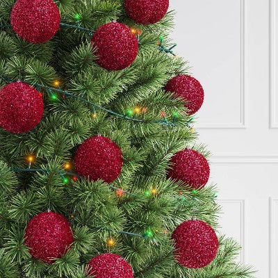 9pc Christmas Tinsel Ball Ornament Set Hot Pink - Wondershop