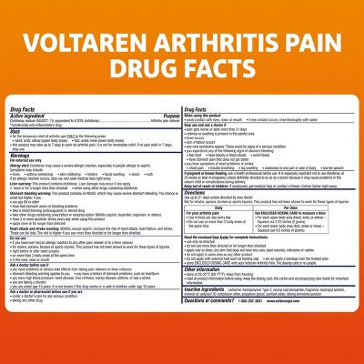 Voltaren Diclofenac Sodium Topical Arthritis Pain Relief Gel Tube - 3.5 oz