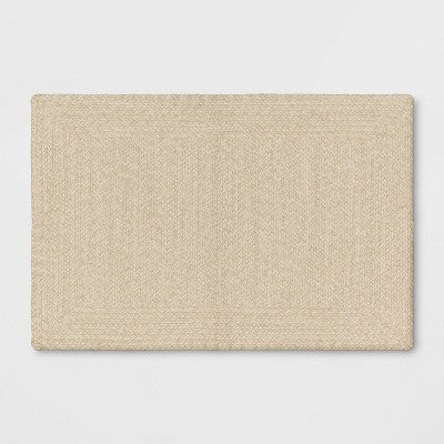 2'x3' Natural Woven Reversible Rectangular Braided Outdoor Accent Rug Heathered Cream - Threshold (LOCAL PICKUP ONLY)