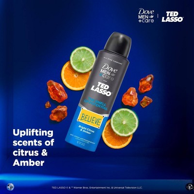 Dove Men+Care Ted Lasso Dry Spray Antiperspirant - The Smell of Potential - Citrus & Amber - 3.8oz