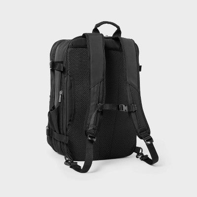 40L Travel Backpack With Expansion Black - Open Story?: Water-Resistant, Fits 15" Laptop, Softside Twill