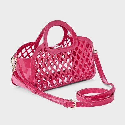 Jelly Mini Cage Tote Crossbody Bag - A New Day Magenta