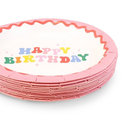 20ct 6.3" 'Happy Birthday' Wavy Snack Plates