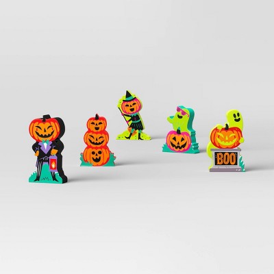 Wood Pumpkins Mini Mantle Halloween Decorative Figurine Set - Hyde & EEK! Boutique