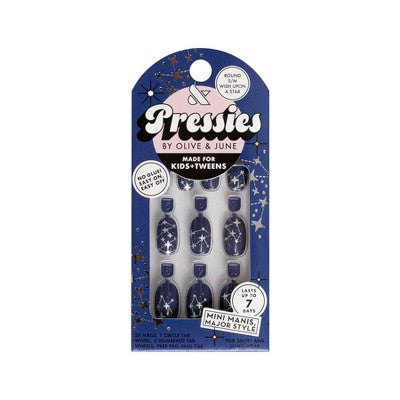Olive & June Kids' Press-On - S/M - Wish Upon A Star - 28ct: Almond Shape, Aged Brass Finish, Gloss Finish