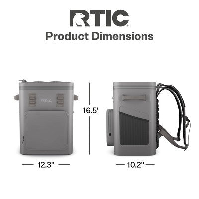 RTIC Outdoors 24 Can Ultra-Tough Backpack Cooler - Gray: Vinyl Liner, Holds 24 Cans
